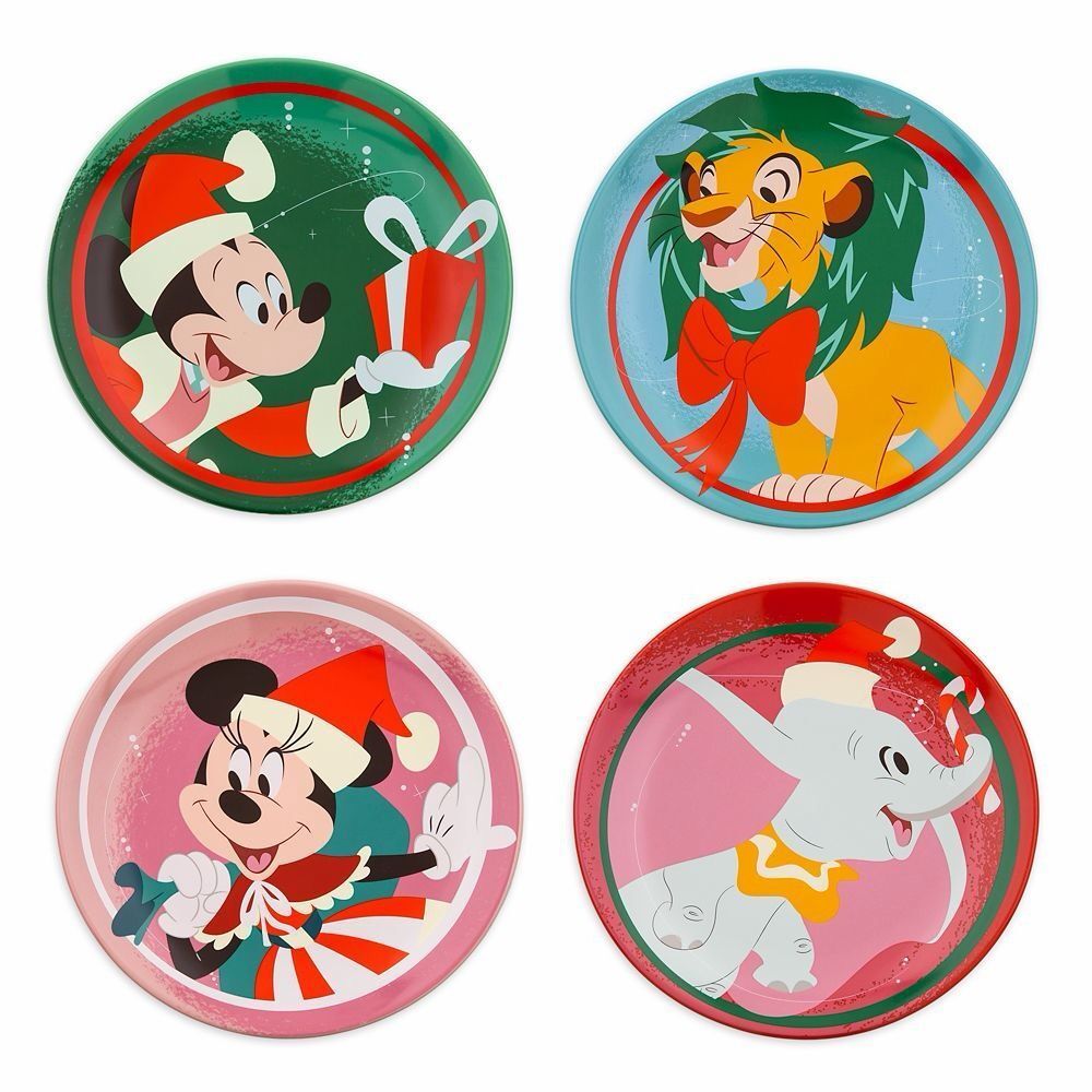 Mickey Mouse & Friends Holiday Plate 4-pc Set 2023 NEW Minnie Simba Dumbo Disney